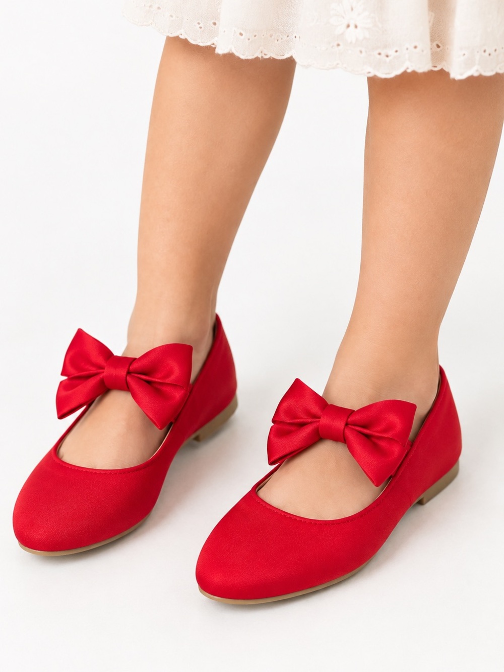 Janie and Jack Girls Red Bow Mary Jane Flats Size 13